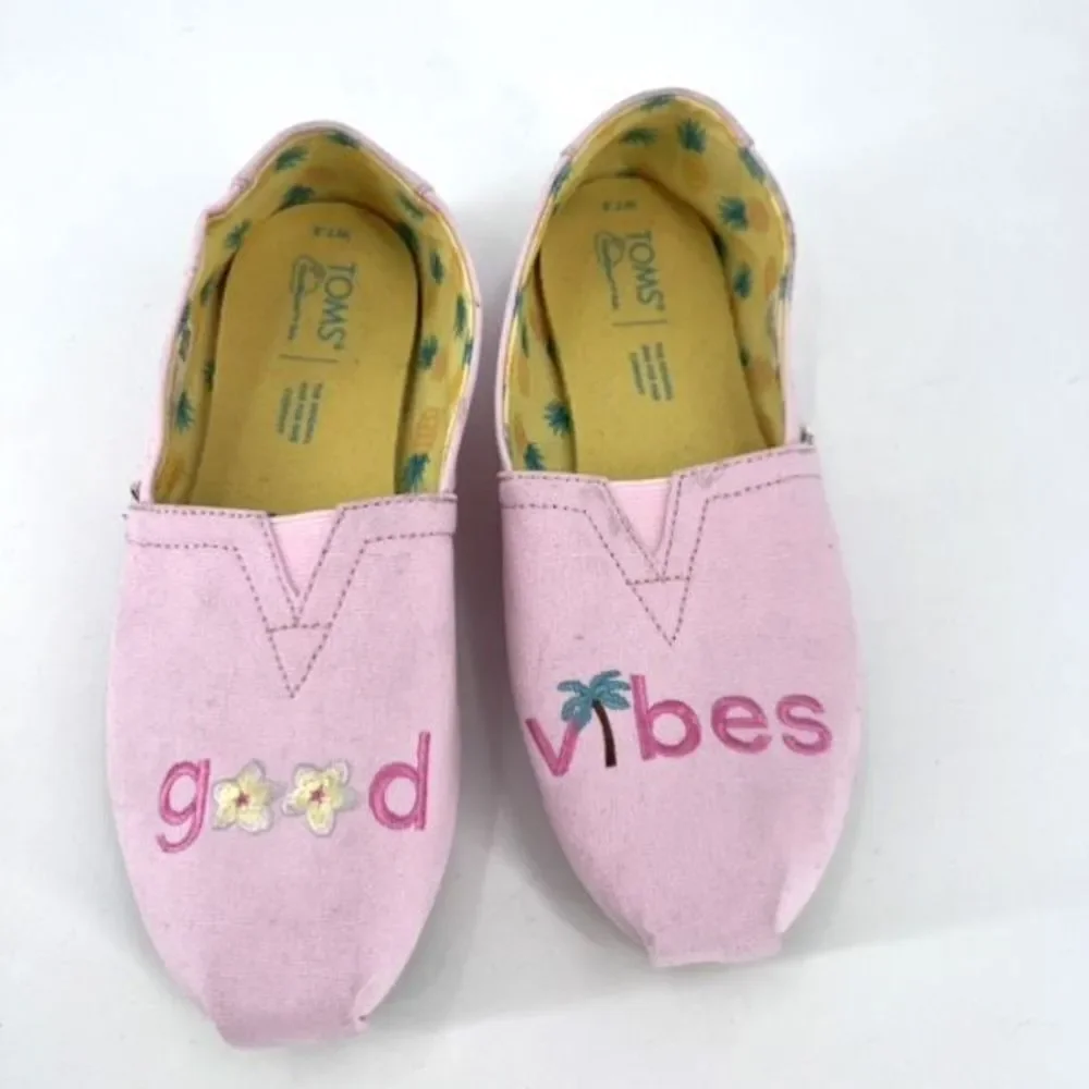 Toms Women's Alpargata Light Pink Good‎ Vibes Loafers Size 7.5